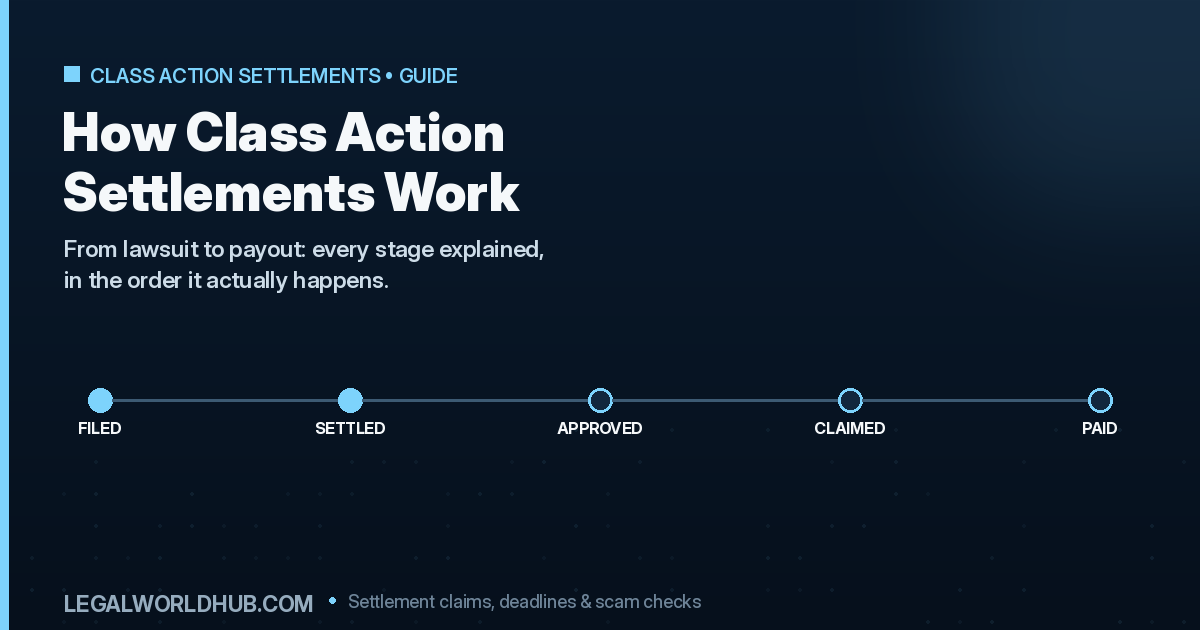 The stages of a class action settlement from lawsuit filing to final payment