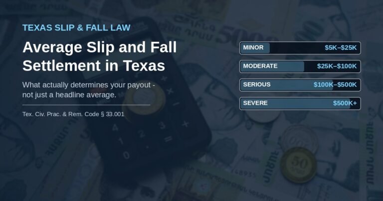 Injury severity breakdown illustrating Texas slip and fall settlement ranges
