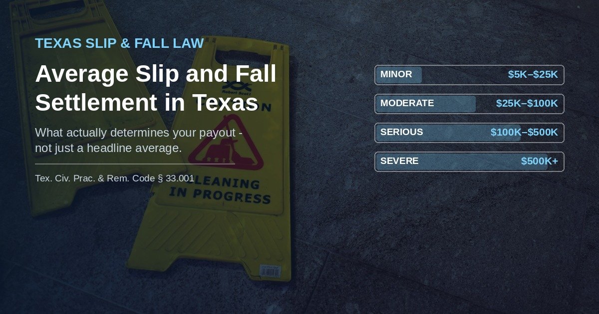 Injury severity breakdown illustrating Texas slip and fall settlement ranges