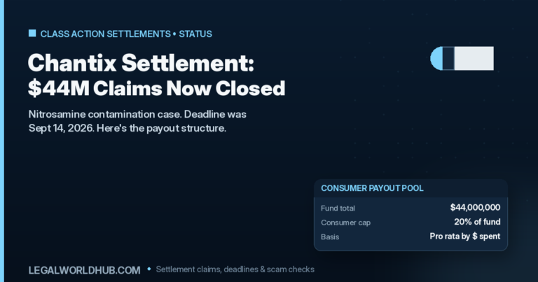 Chantix nitrosamine settlement status showing claim deadline closed and final approval hearing pending