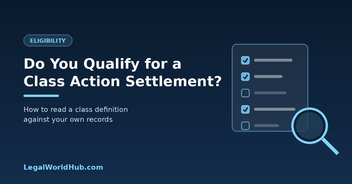 Magnifying glass over a class definition checklist showing eligibility criteria