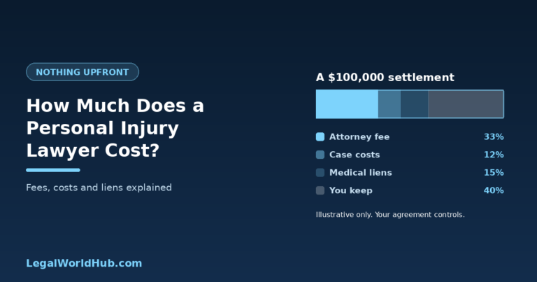 How a personal injury contingency fee splits a settlement between attorney fee, case costs and the client