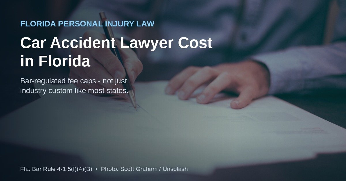 Tiered percentage breakdown of Florida's Bar-regulated car accident lawyer contingency fee structure