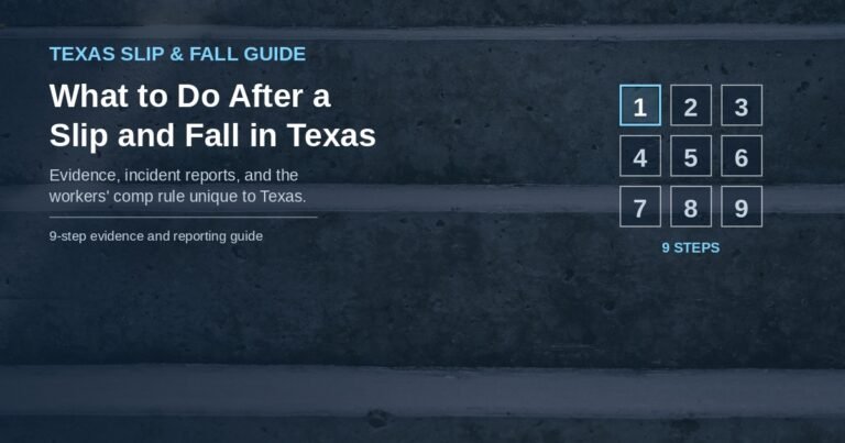 Evidence checklist illustration for what to do after a slip and fall in Texas