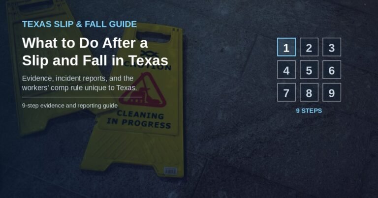 Evidence checklist illustration for what to do after a slip and fall in Texas