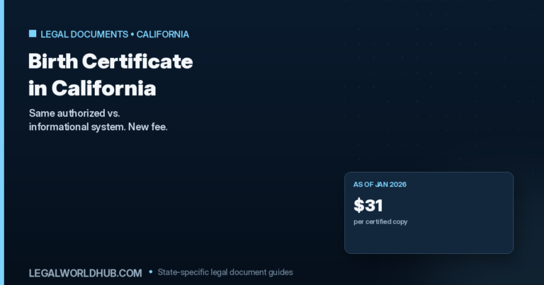 California birth certificate showing the authorized versus informational copy system and 2026 fee increase