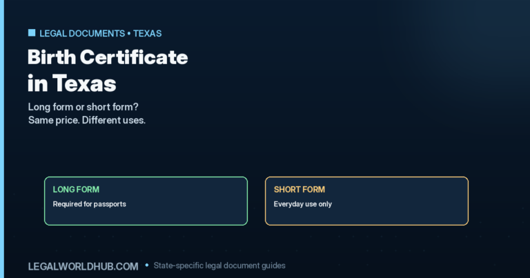 Texas birth certificate showing the difference between long form and short form versions