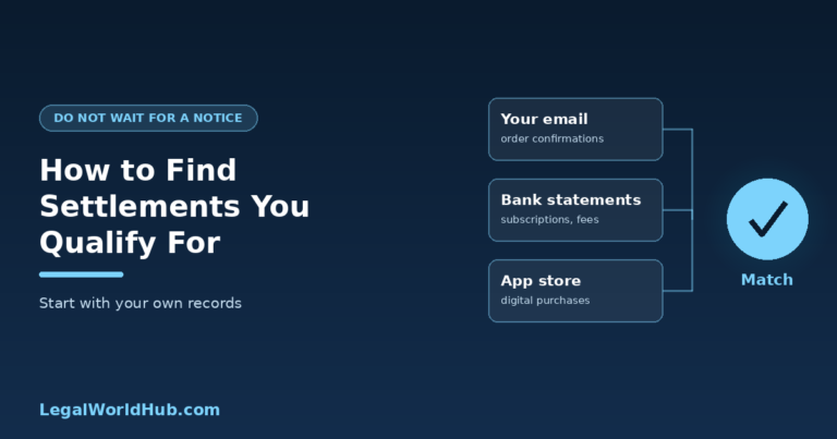 Method for finding class action settlements you qualify for using email, bank statements and account history