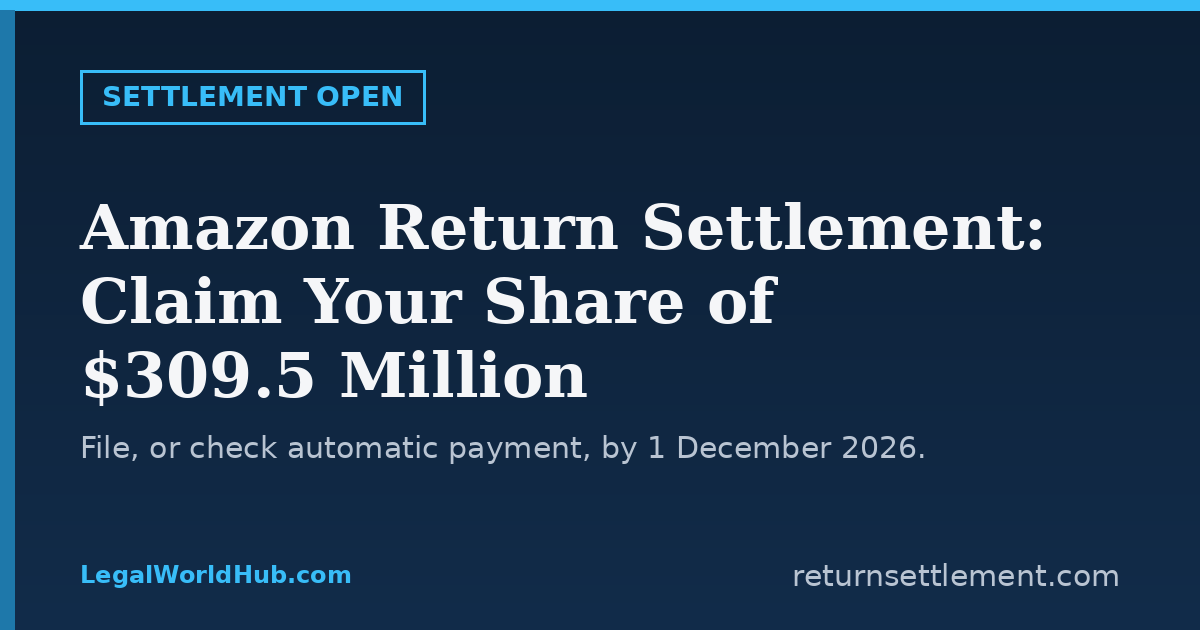 Amazon return policy settlement showing $309.5 million fund and 1 December 2026 claim deadline