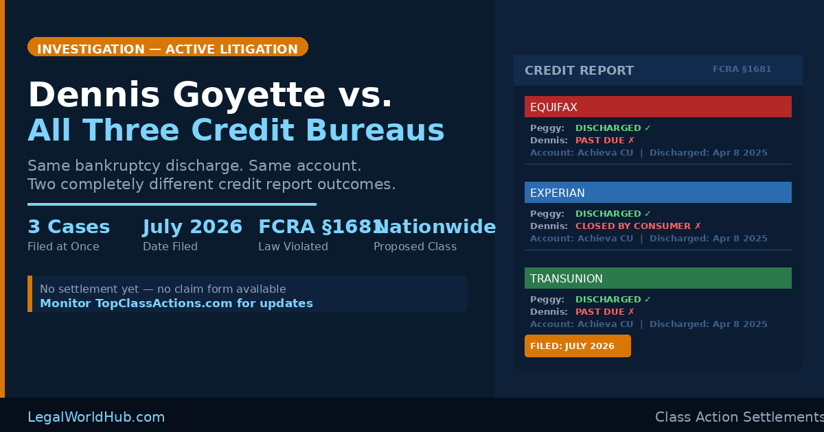 Dennis Goyette Credit Reporting Lawsuit: All Three Credit Bureaus Sued Over Bankruptcy Errors