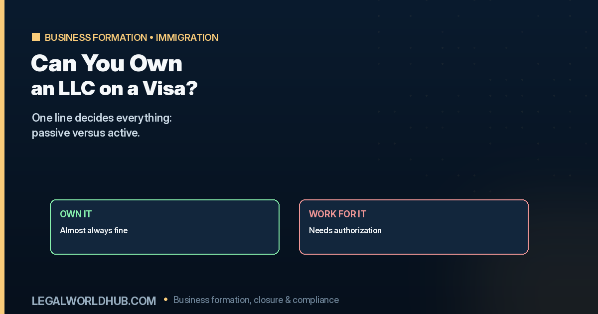 Owning an LLC on a visa showing the line between passive ownership and unauthorized employment