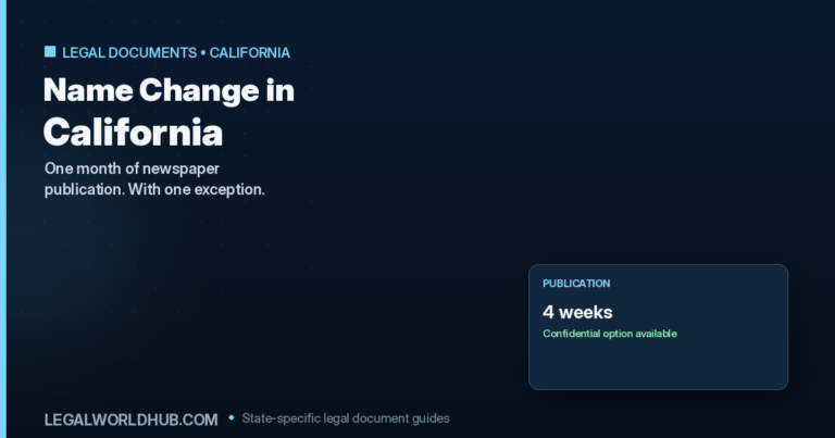 California legal name change showing the mandatory four week newspaper publication requirement