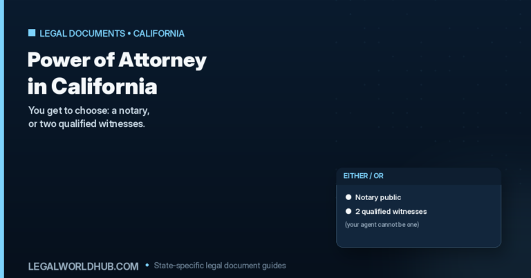 California power of attorney execution options showing the choice between notarization and two witnesses