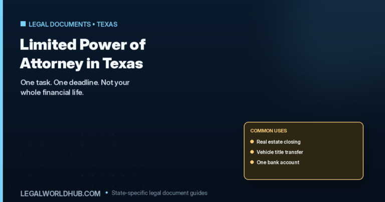 Limited power of attorney in Texas showing common uses like real estate closings and vehicle title transfers