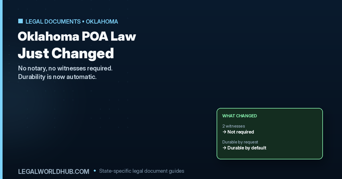 Oklahoma power of attorney law update showing durability is now the default and no notary is legally required