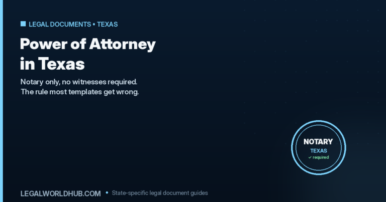 Texas durable power of attorney requirements showing notarization instead of witnesses