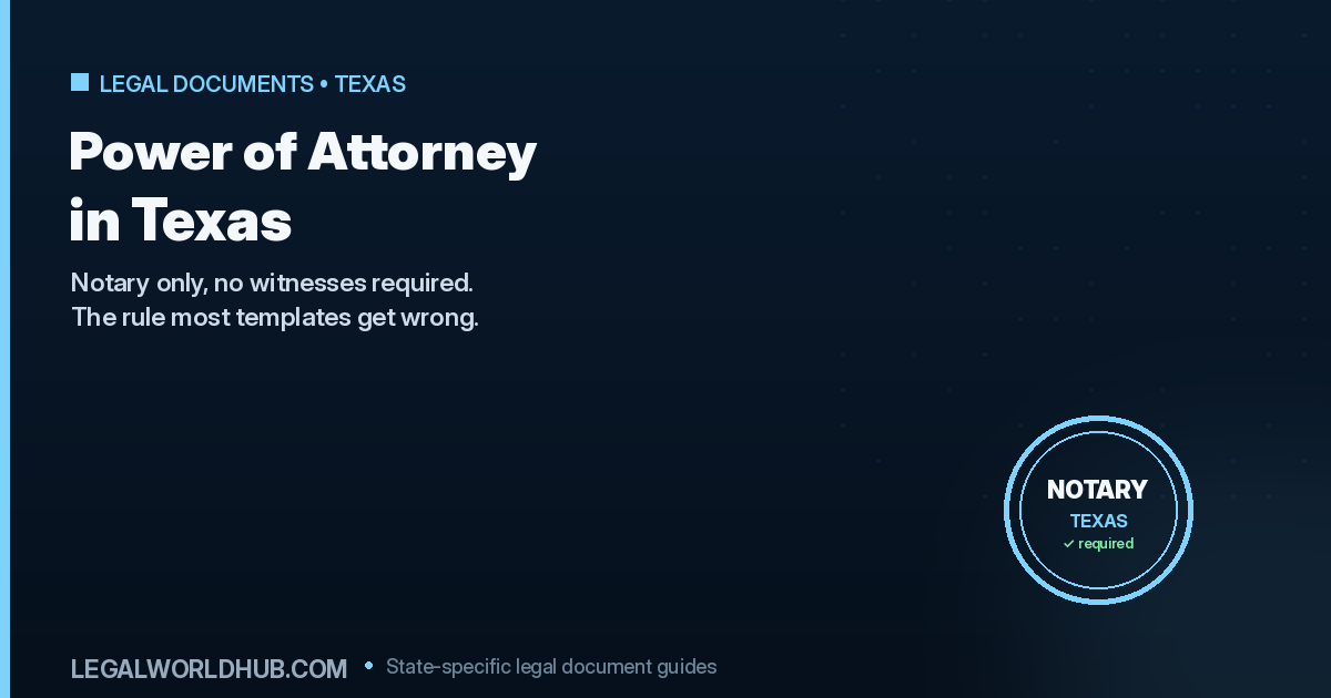 Texas durable power of attorney requirements showing notarization instead of witnesses