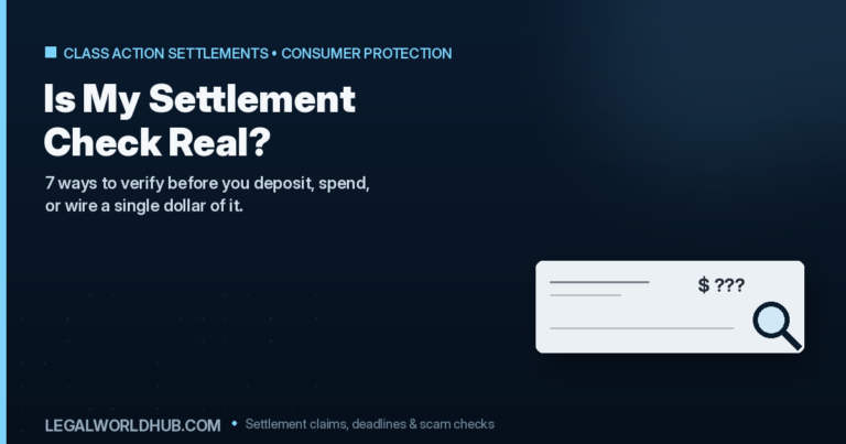 Verifying whether a class action settlement check is real before depositing it