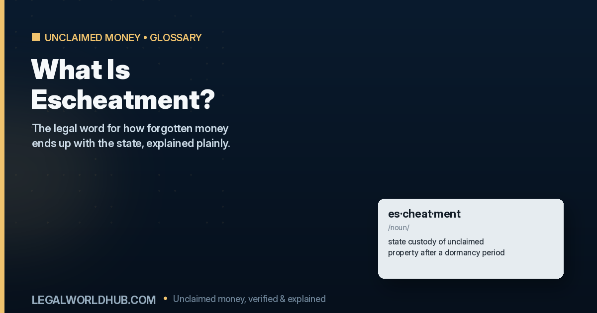 What escheatment means, showing how states hold unclaimed property as custodian until claimed