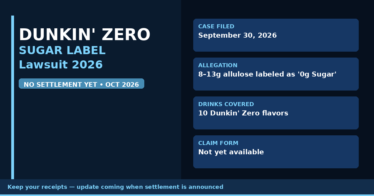 Dunkin' Zero Energy Drink Lawsuit: "0g of Sugar" Label Misleads Customers, Suit Says