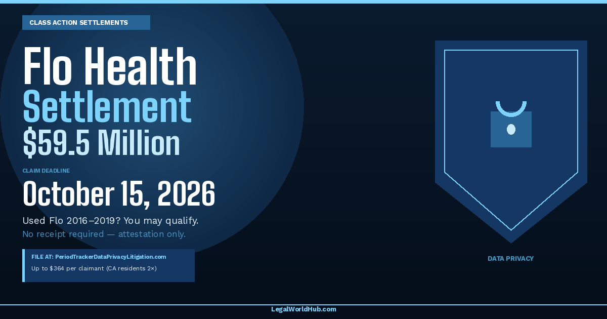Flo Period Tracker Settlement: $59.5M Claim Deadline October 15, 2026